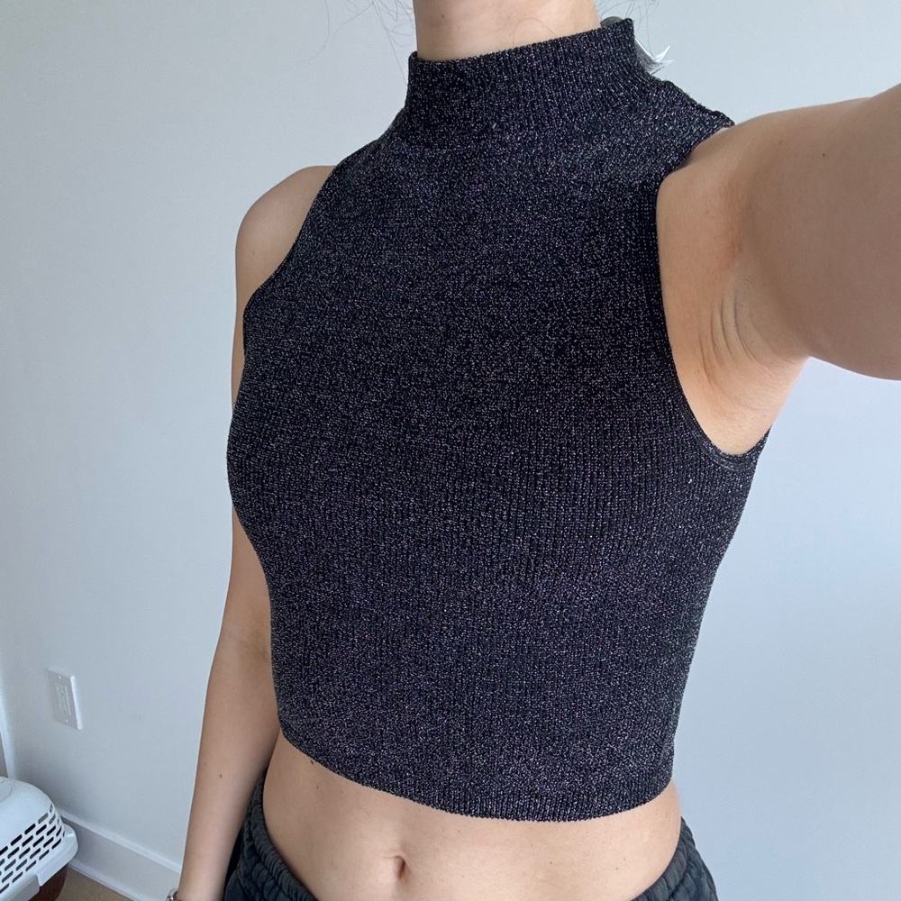 Pull&Bear Black Sparkly Sleeveless Top